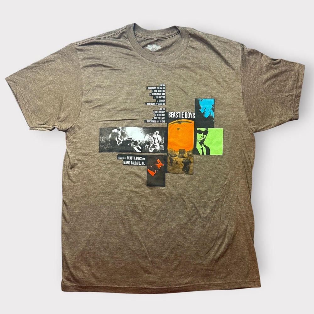 Beastie Boys Root Down EP Graphic T-Shirt Mens Large Brown Hip Hop Band Tee